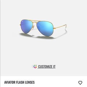 Ray Ban Blue Aviator Flash Lenses, Gold Rim